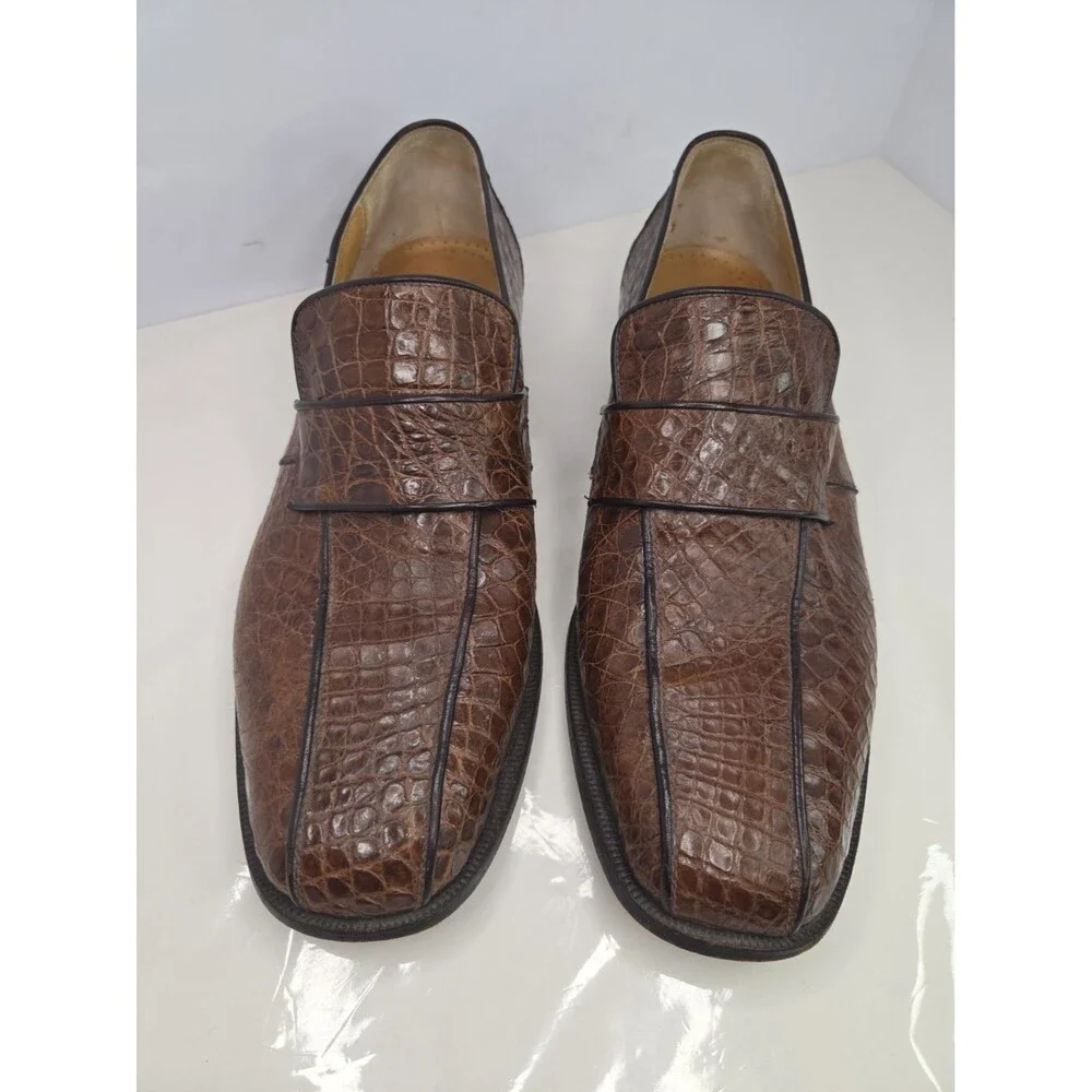 Vintage FBSC Marco D'Oro Italy Genuine Alligator Loafers Mens 9.5 D Excellent